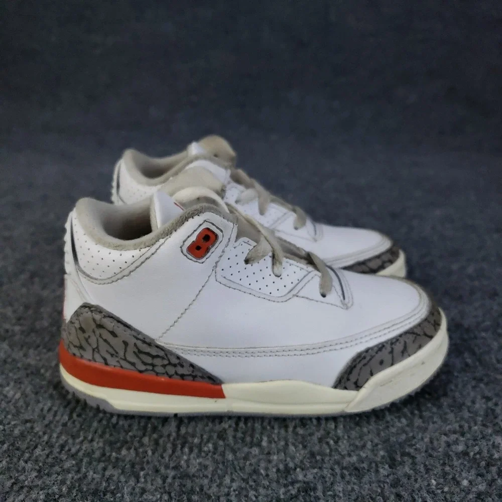 Nike Air Jordan 3 Retro Shoes Georgia Peach‎ Toddler Size 9C White Sneakers